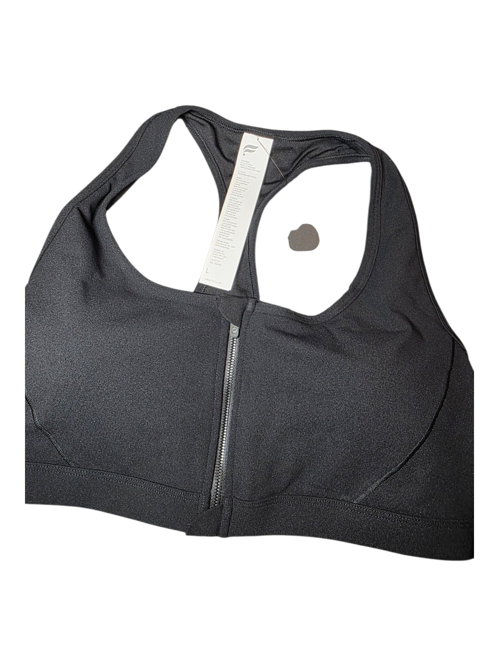 NWT Fabletics On-The-Go Front Zip Sports Bra Black M Medium Impact Athleisure
